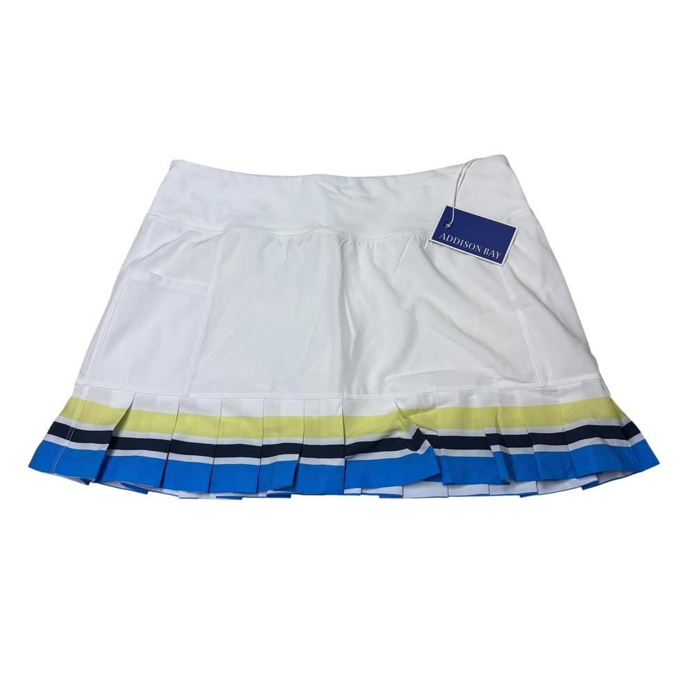 NWT Addison Bay White Striped Pleated Womens L W32 L14 Tennis Golf Activewear